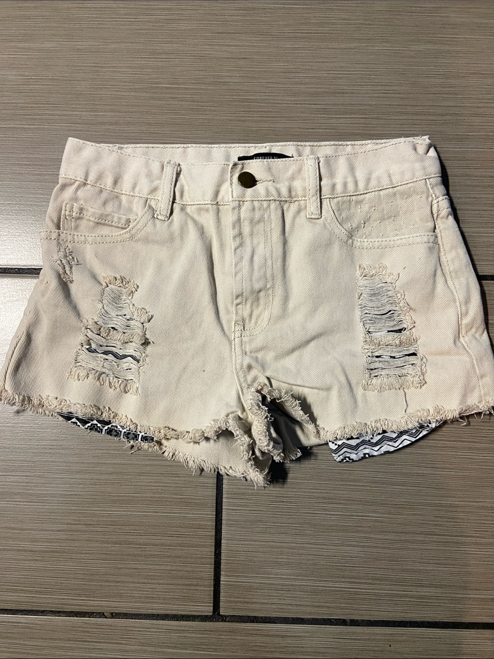 Tan/cream Forever 21 distressed shorts